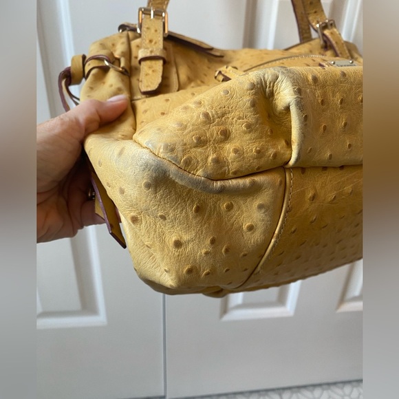 Dooney & Bourke Vintage Ostrich Satchel Style Bag Mustard Yellow - Picture 5 of 14